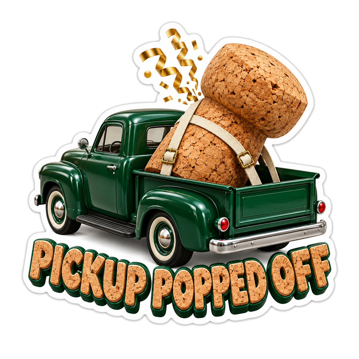 Pickup Popped Off Cork Cargo Truck Art Vinyl Decal Stickers