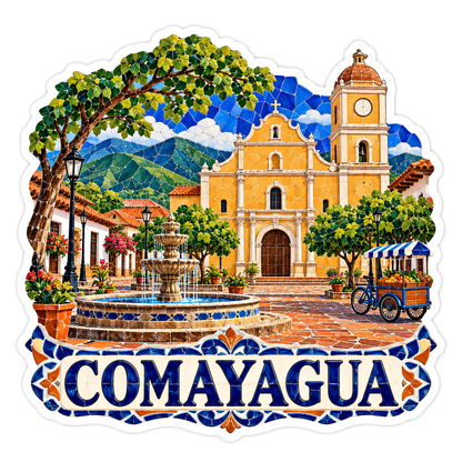 Comayagua Church Plaza Mosaic Fountain Art Vinyl Decal Stickers