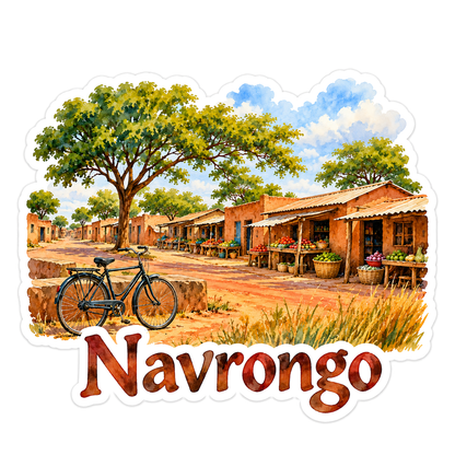 Navrongo Tree Market Bicycle Travel Art Vinyl Decal Stickers