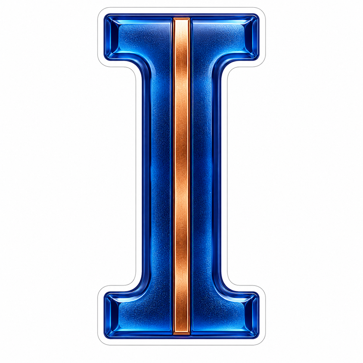 Indigo Glass Copper Inlay Letter I Art Vinyl Decal Stickers
