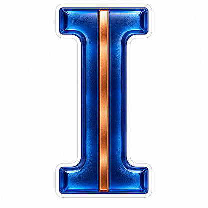 Indigo Glass Copper Inlay Letter I Art Vinyl Decal Stickers