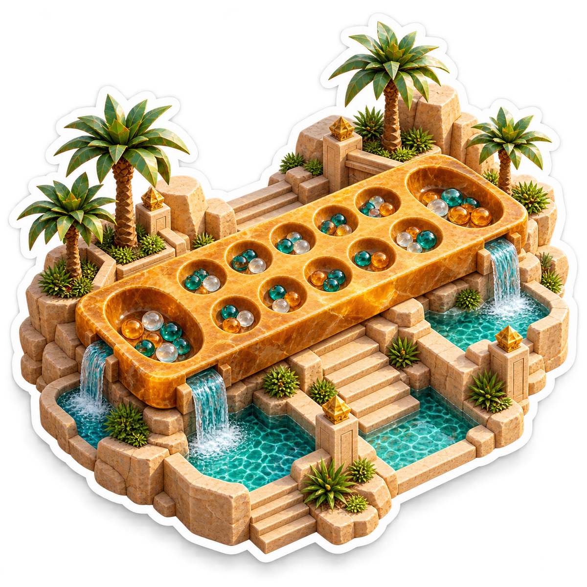Golden Seed Game Board above Oasis Pools Vinyl Decal Stickers