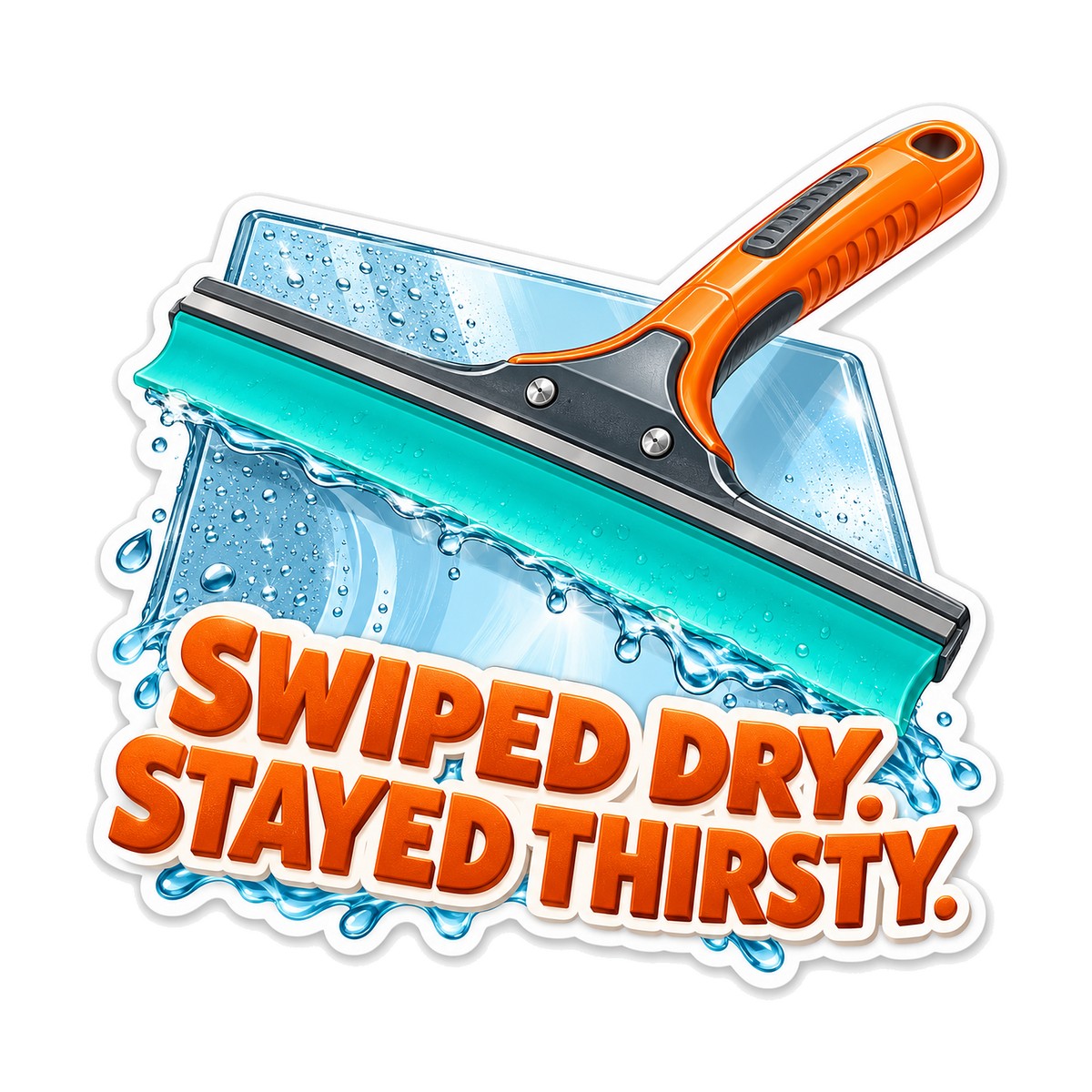 Orange Squeegee with Swiped Dry Lettering Vinyl Decal Stickers