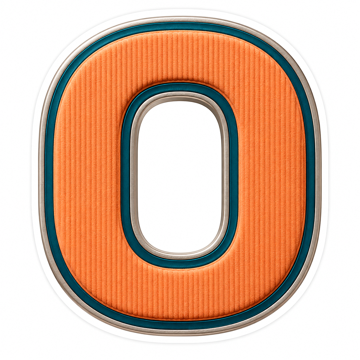 Orange Ribbed Letter O with Teal Trim Art Vinyl Decal Stickers