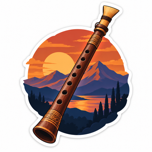Woodwind Sunset Mountain Lake Art Vinyl Decal Stickers