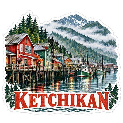 Ketchikan Misty Harbor Colorful Stilt Houses Vinyl Decal Stickers
