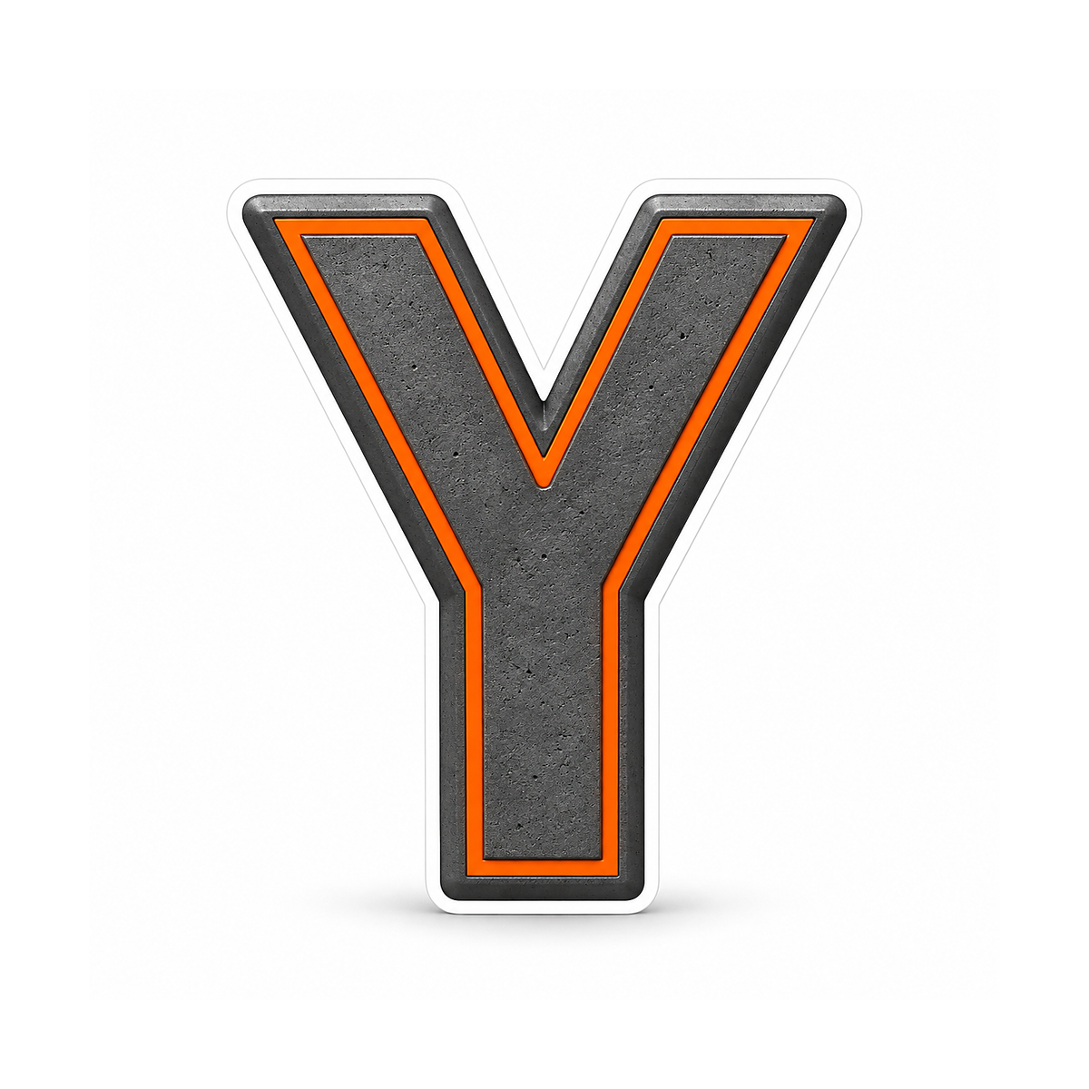Graphite Letter Y with Orange Outline Art Vinyl Decal Stickers