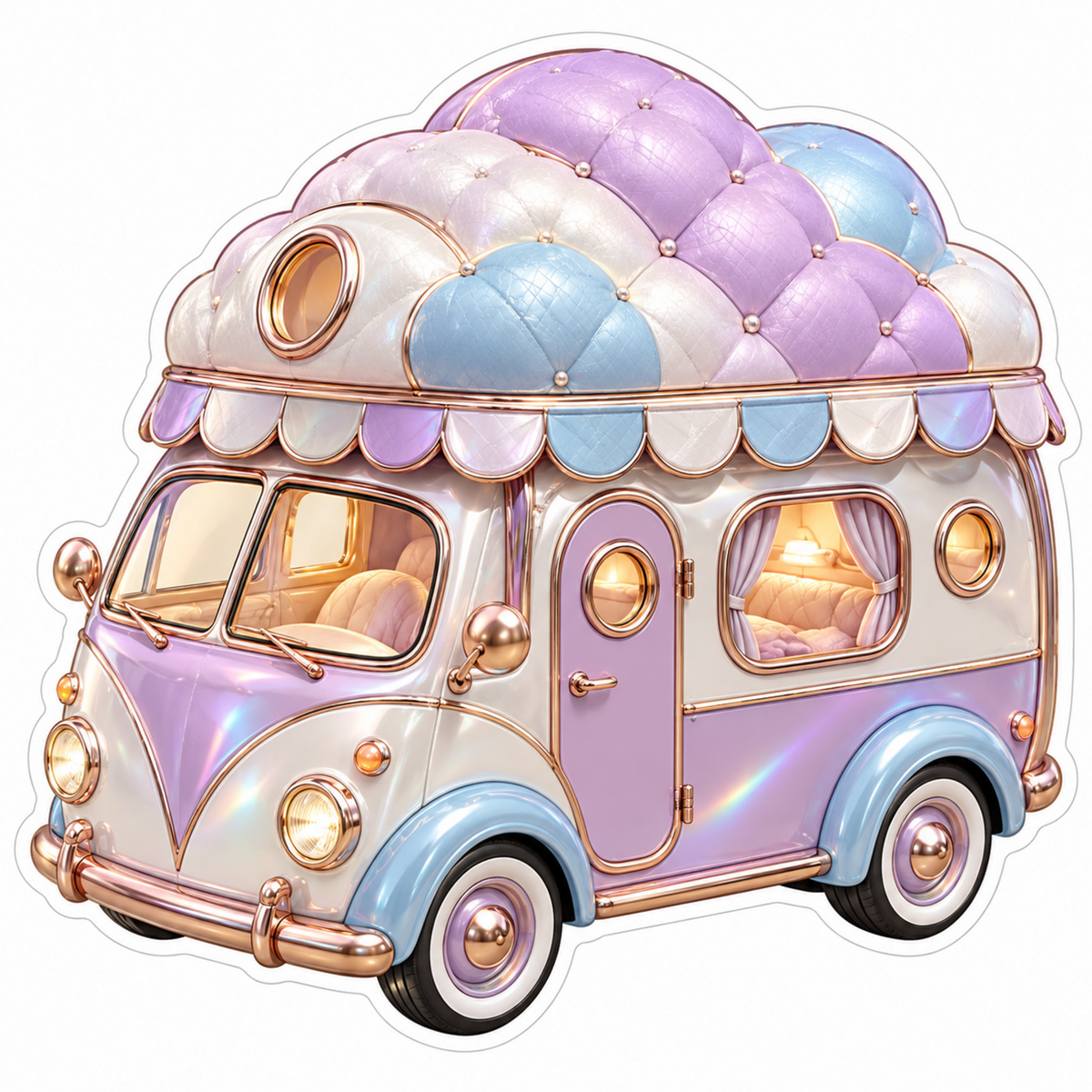 Lavender Cloud Canopy Camper Art Vinyl Decal Stickers