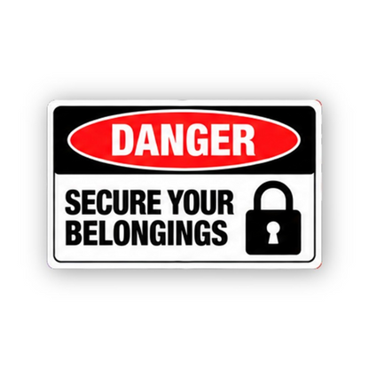 Red Secure Belongings Padlock Panel Vinyl Decal Stickers