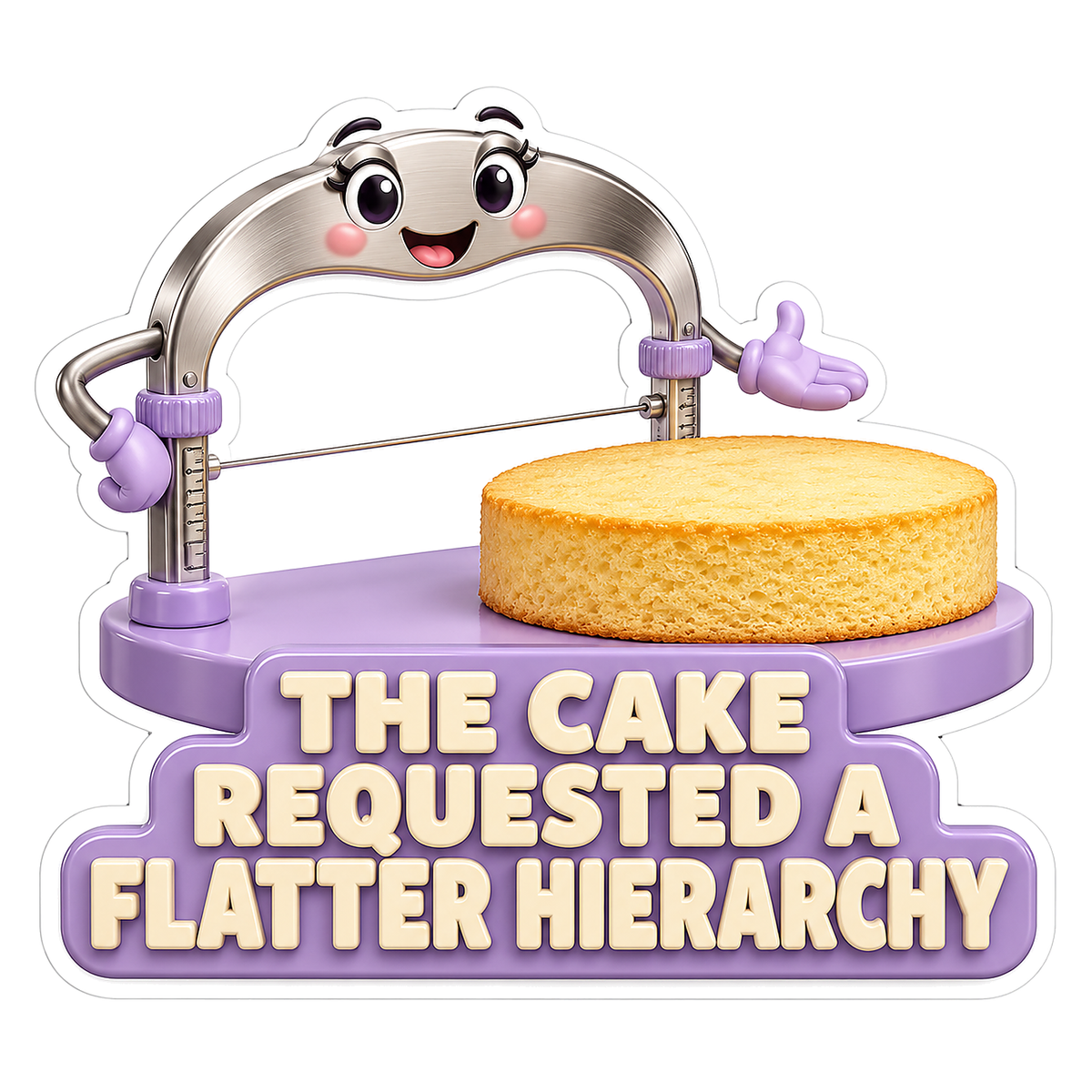 Silver Wire Cake Cutter on Lavender Base Vinyl Decal Stickers
