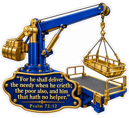 Blue Gold Crane Basket Psalm Verse Vinyl Decal Stickers