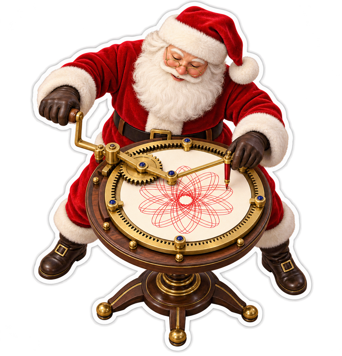Santa Drawing Red Circular Pattern Art Vinyl Decal Stickers