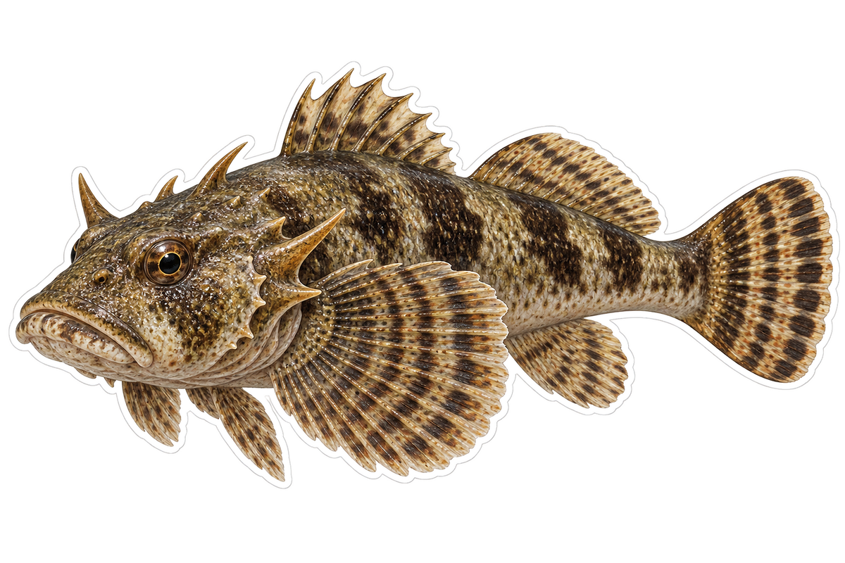 Brown Longhorn Sculpin with Head Spines Vinyl Decal Stickers