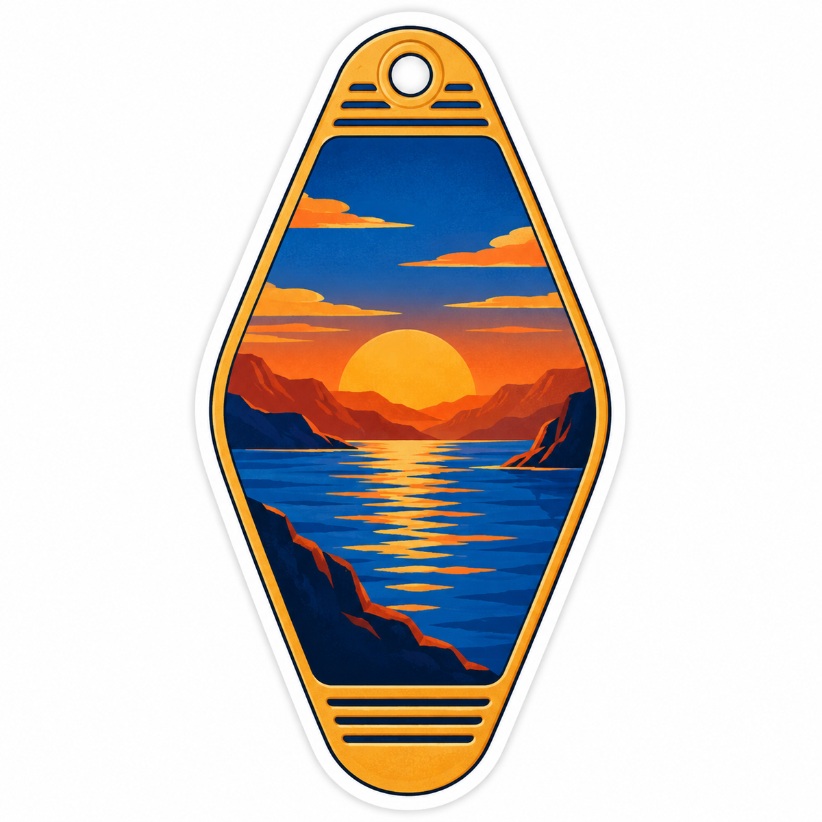 Sunset Ocean Motel Key Tag Art Vinyl Decal Stickers