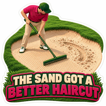 Golfer Raking Sand Bunker Quote Art Vinyl Decal Stickers