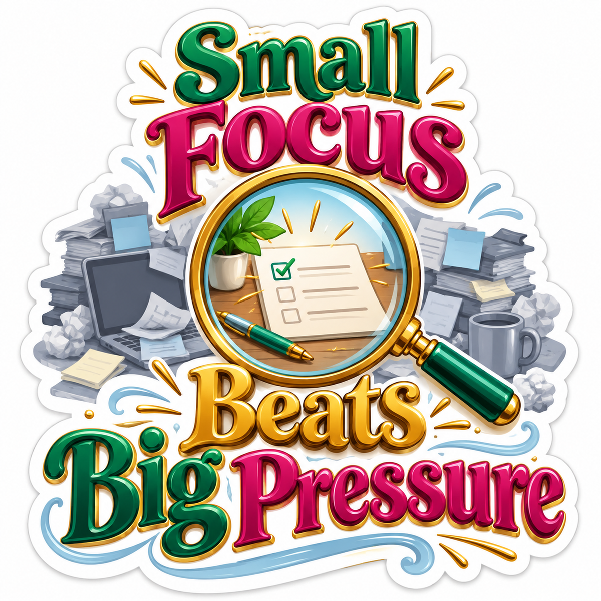 Magnifying Glass Checklist Focus Quote Vinyl Decal Stickers