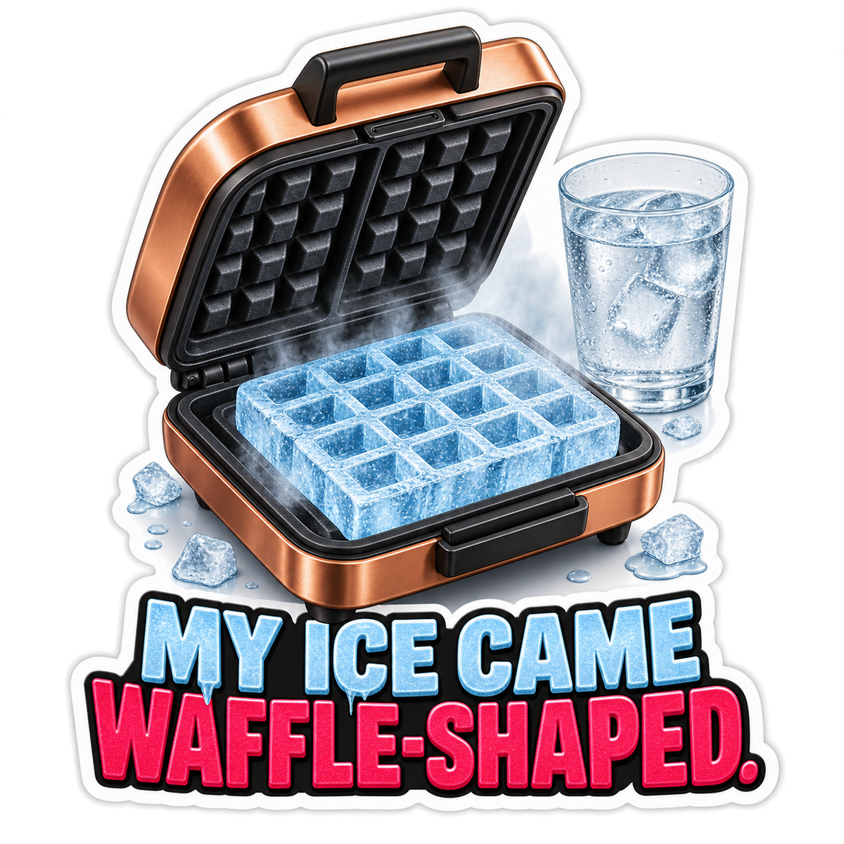 Waffle Grid and Water Glass Art Vinyl Decal Stickers