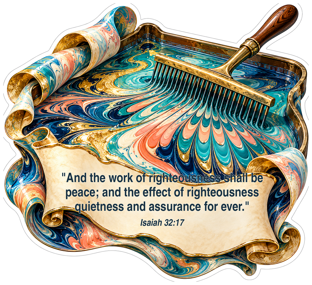 Colorful Marbling Tray with Bible Verse Art Vinyl Decal Stickers