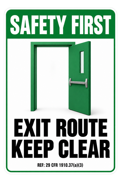 Green Exit Route Keep Clear Sign Art Vinyl Decal Stickers