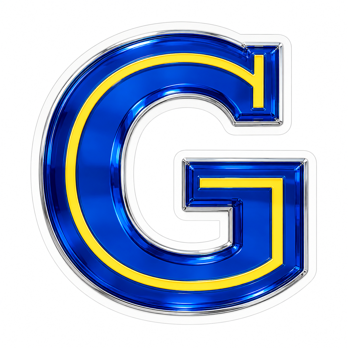 Sapphire Blue Letter G with Yellow Inlay Vinyl Decal Stickers