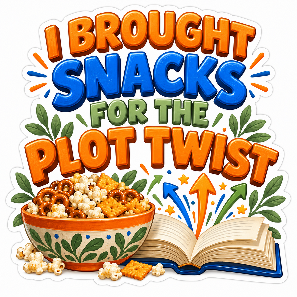 I Brought Snacks for the Plot Twist Book Art Vinyl Decal Stickers