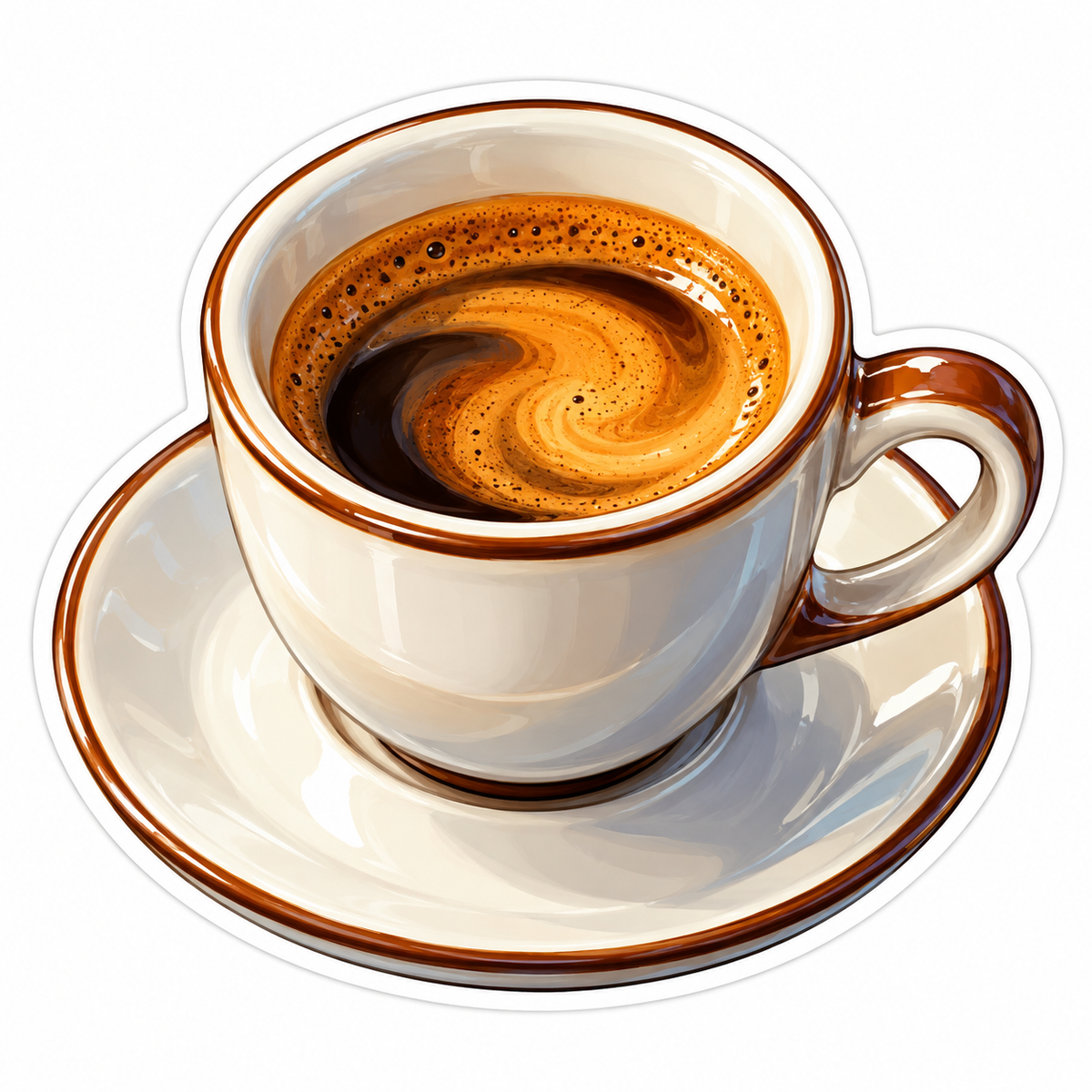 Swirled Espresso in Cream Brown Cup Vinyl Decal Stickers