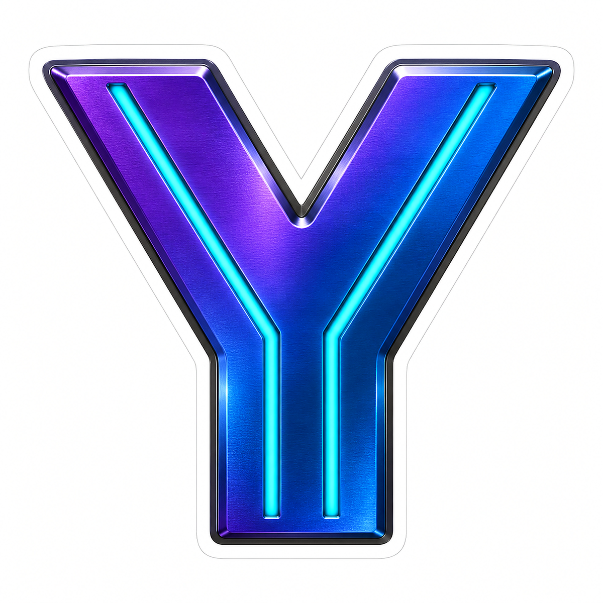 Blue Purple Cyan Outline Letter Y Art Vinyl Decal Stickers