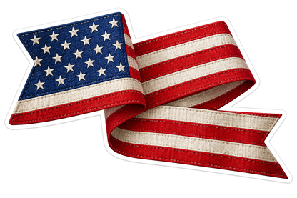 Woven Zigzag Ribbon American Flag Art Vinyl Decal Stickers
