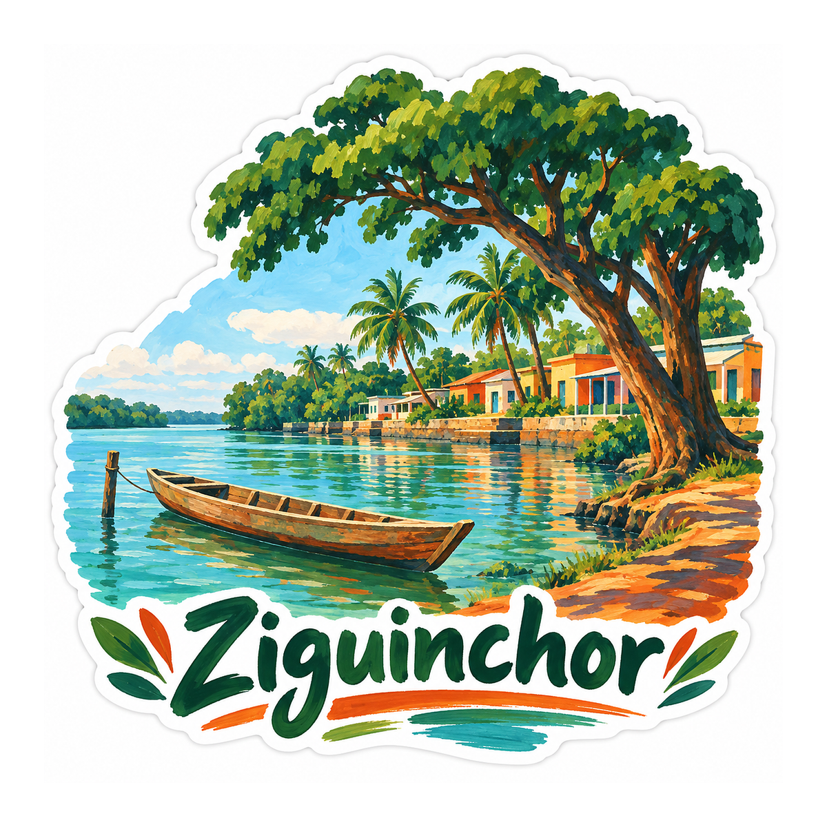 Ziguinchor River Canoe Art Vinyl Decal Stickers