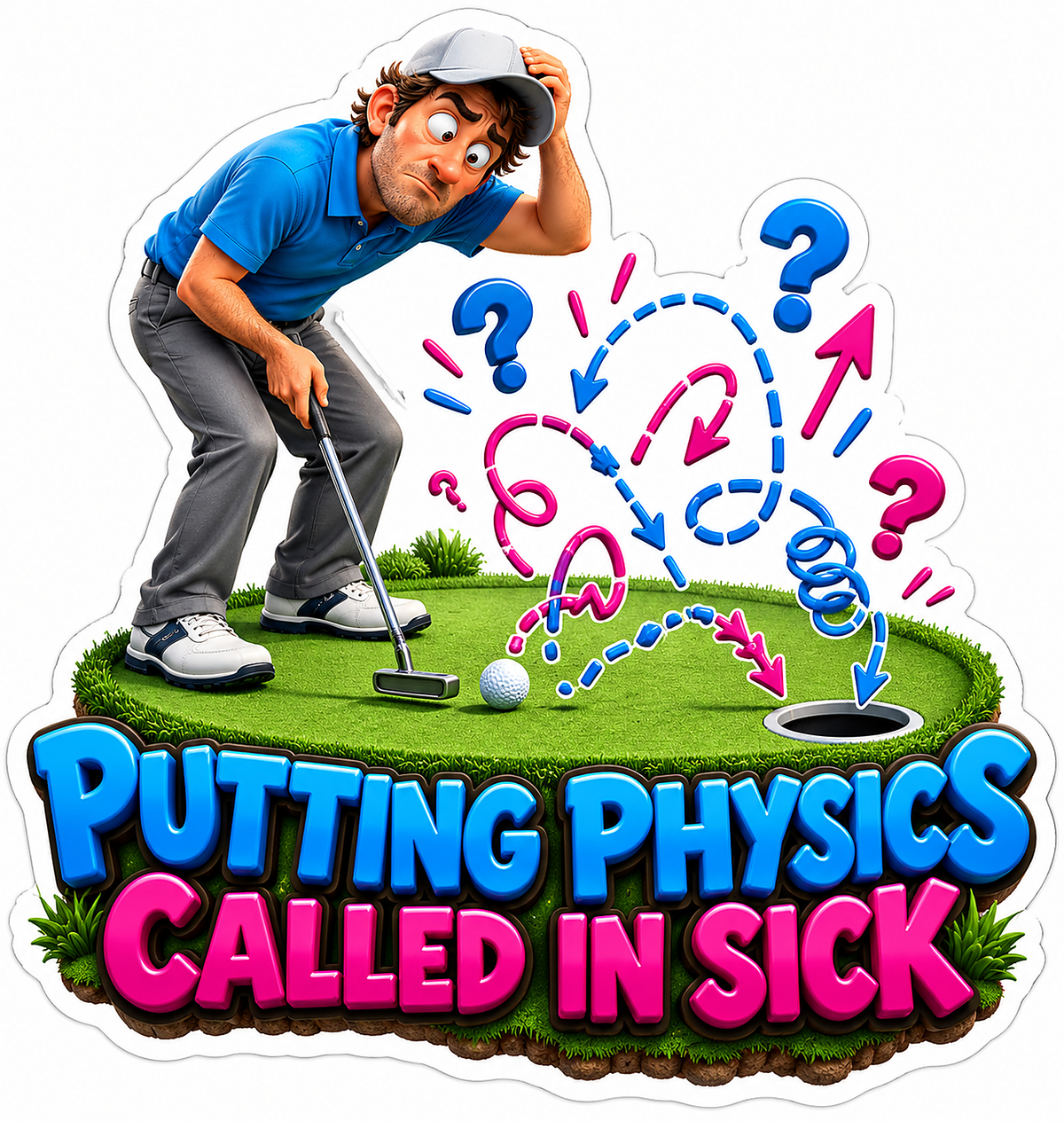 Golfer Putting Physics Humor Quote Vinyl Decal Stickers