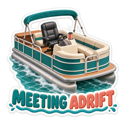 Office Chair on Teal Pontoon Boat Art Vinyl Decal Stickers