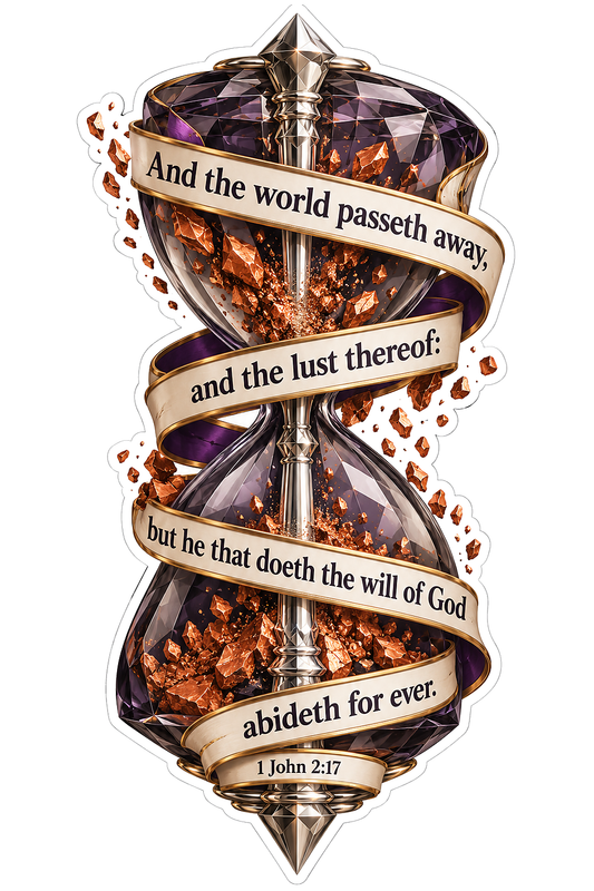 1 John 2 Verse 17 Crystal Hourglass Art Vinyl Decal Stickers