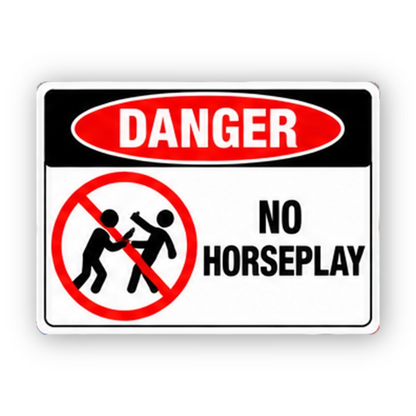 Red No Horseplay Crossed Figures Panel Vinyl Decal Stickers