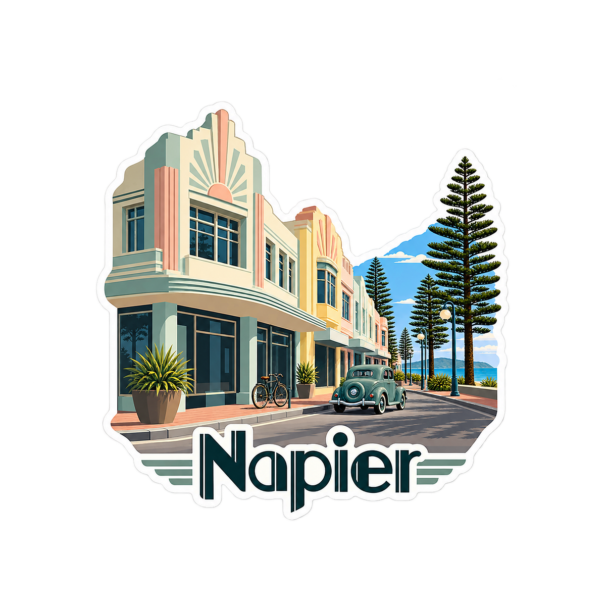 Napier Art Deco Street Art Vinyl Decal Stickers