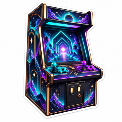 Neon Purple Portal Arcade Cabinet Vinyl Decal Stickers