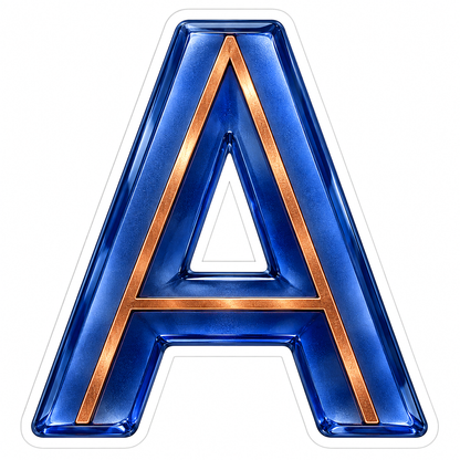 Indigo Glass Copper Inlay Letter A Art Vinyl Decal Stickers
