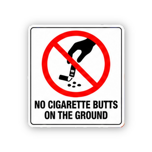 Black No Cigarette Butts Hand Ground Portrait Vinyl Decal Stickers