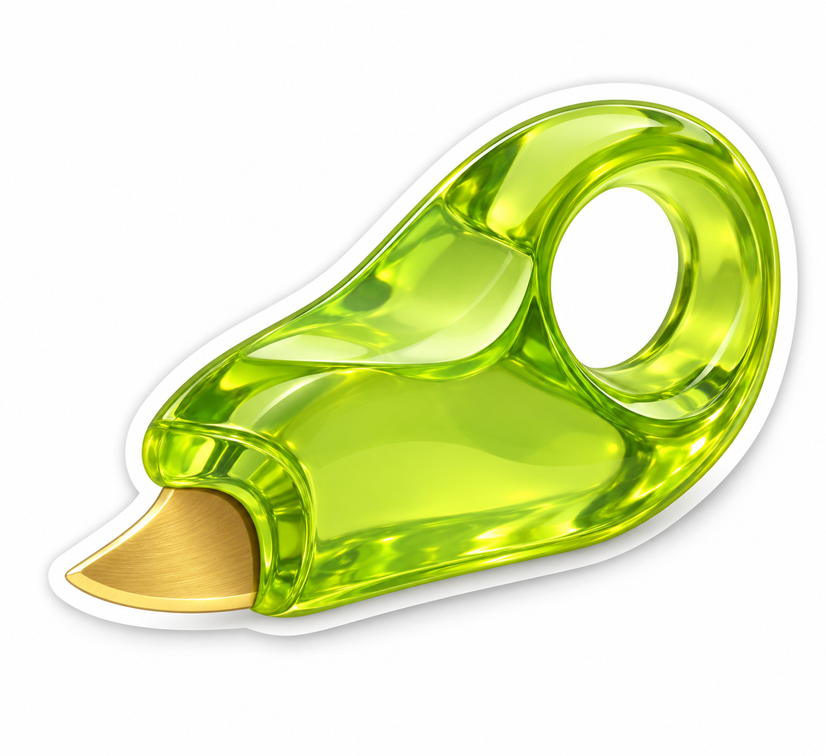 Clear Lime Finger Ring Tool with Gold Tip Vinyl Decal Stickers