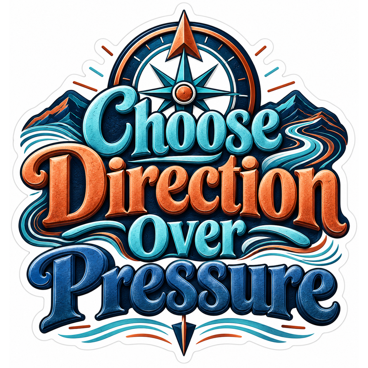 Compass Choose Direction over Pressure Quote Vinyl Decal Stickers