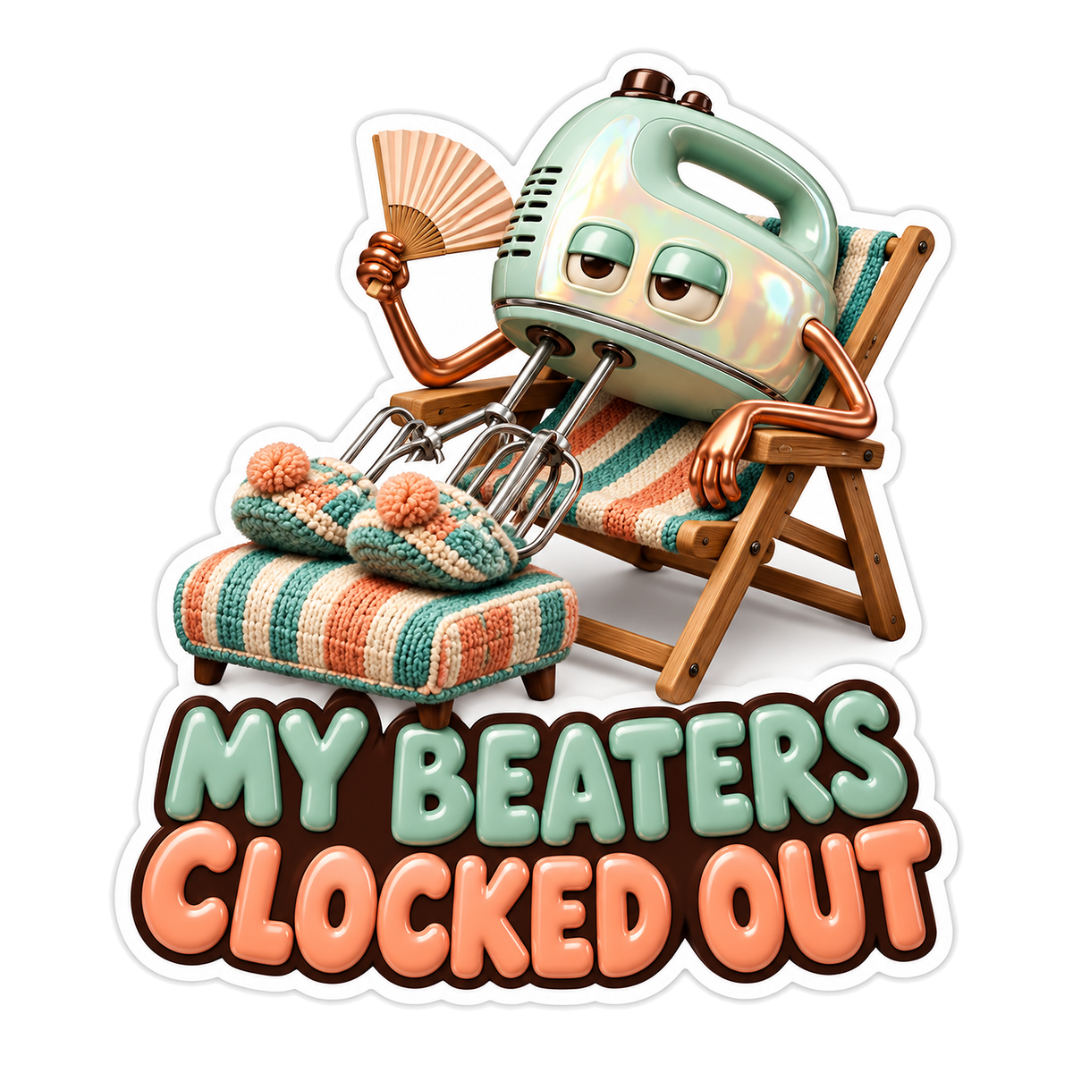 Lounging Mint Mixer Clocked Out Humor Art Vinyl Decal Stickers