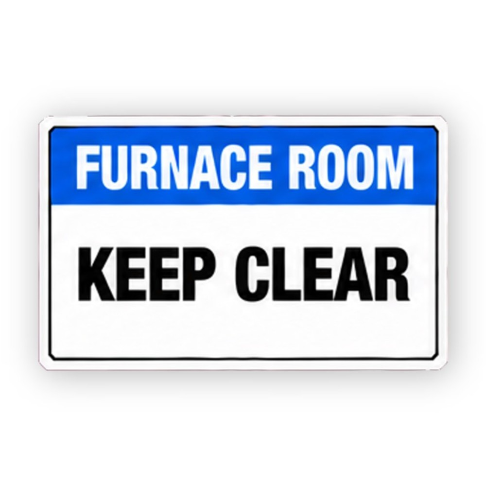 Blue Furnace Room Keep Clear Panel Vinyl Decal Stickers