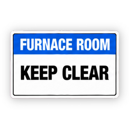 Blue Furnace Room Keep Clear Panel Vinyl Decal Stickers