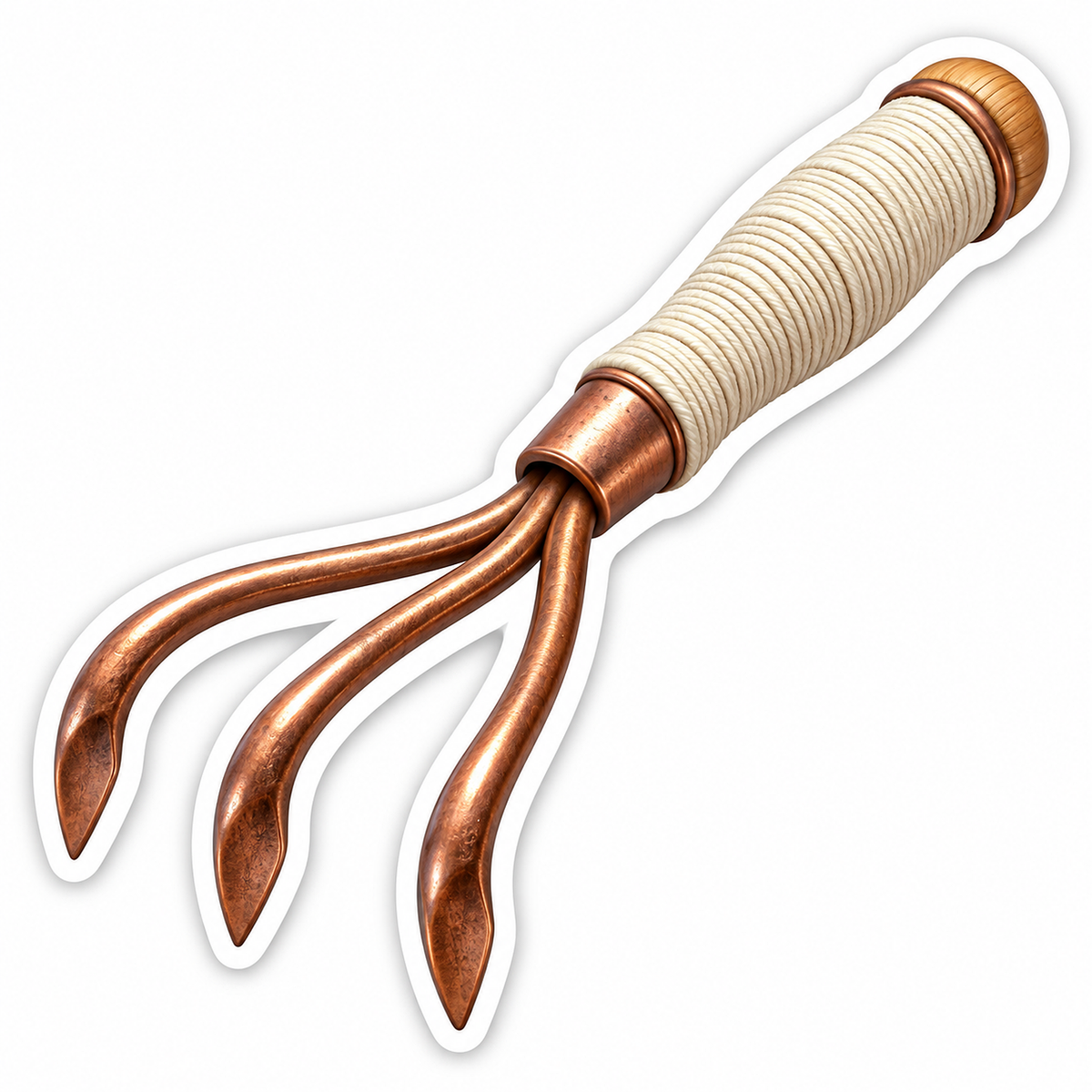 Copper Three Tine Rake with Wrapped Handle Vinyl Decal Stickers