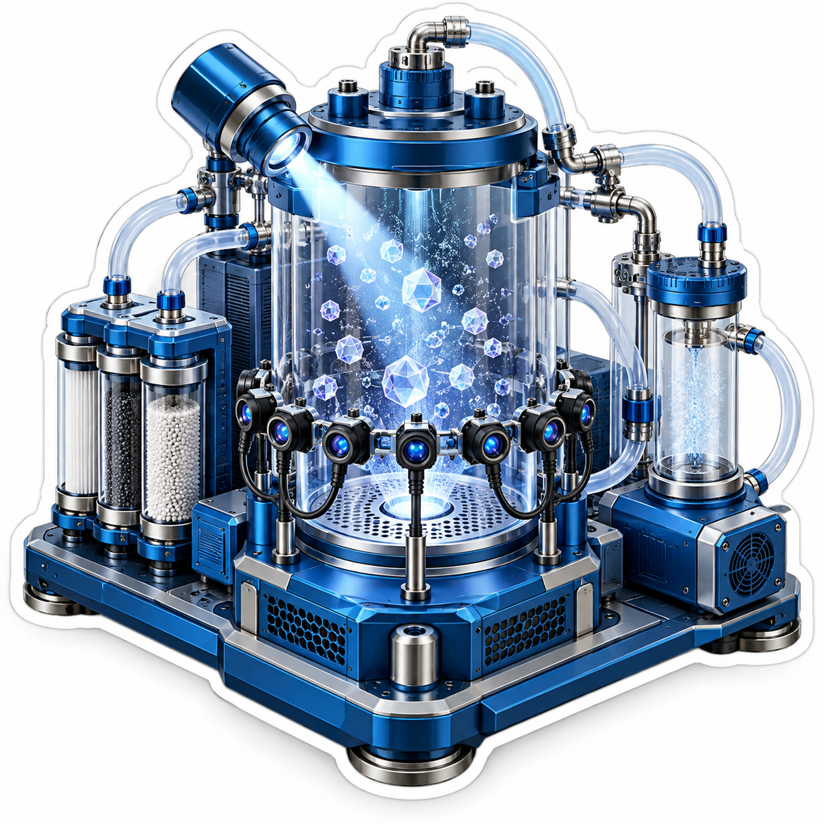 Blue Bubble Chamber Machine Miniature Art Vinyl Decal Stickers