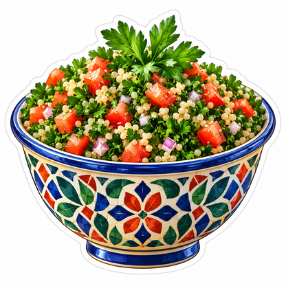 Tabbouleh Salad in Colorful Mosaic Bowl Art Vinyl Decal Stickers