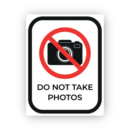 Black Do Not Take Photos Crossed Camera Panel Vinyl Decal Stickers