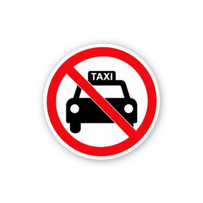Red Crossed Front View Taxi Circle Vinyl Decal Stickers