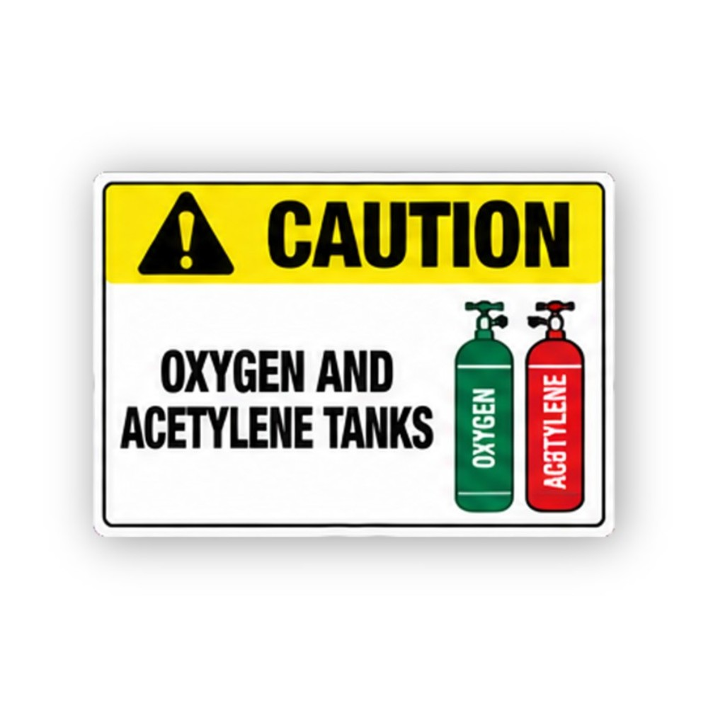 Yellow Oxygen Acetylene Tanks Panel Vinyl Decal Stickers