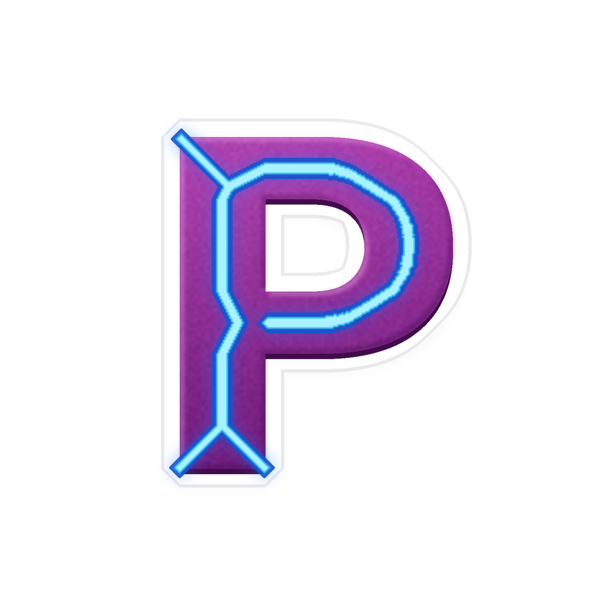 Purple Letter P with Electric Blue Lines Art Vinyl Decal Stickers