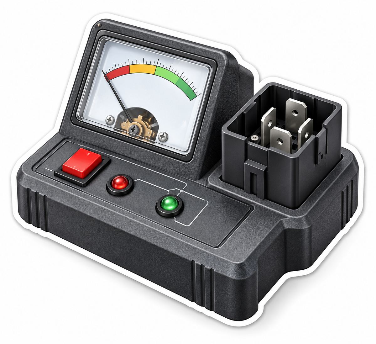 Black Relay Tester with Colored Needle Gauge Vinyl Decal Stickers